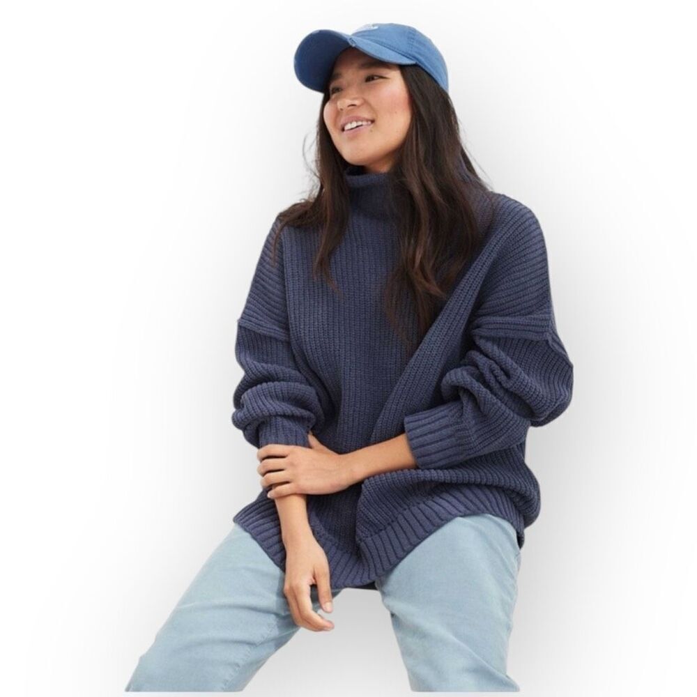 Brand New Aerie Women's Size XS Blue Knit Turtleneck Pullover Sweater